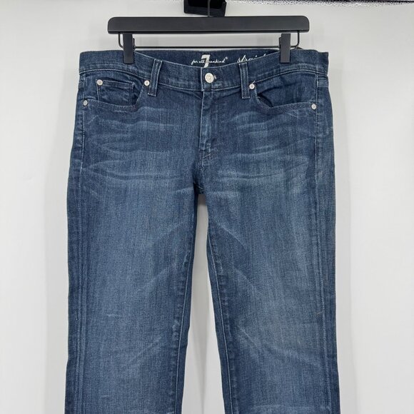 7 For All Mankind Jeans Women's Straight  Jeans Sz 32 Dark wash pink bling spark - Picture 2 of 10